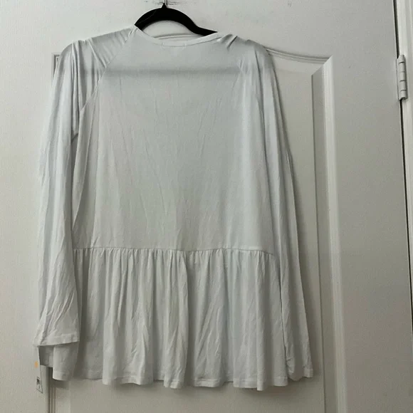 bp Women's White Long-Sleeve Peplum Top SZ L - Picture 3 of 5